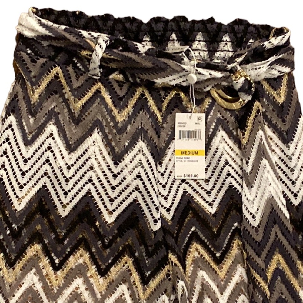 Trina Turk Chevron Print Drift Side Slit Crochet Lounge Pool Swim Pants NWT M - Picture 3 of 10
